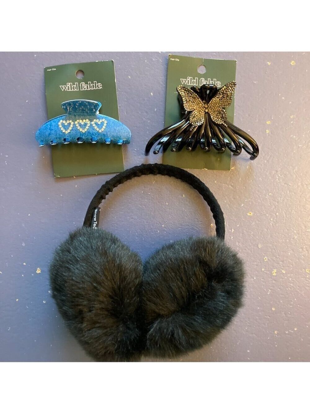 Hair Clips, NWT, & Faux Fur Earmuffs, Set of 3